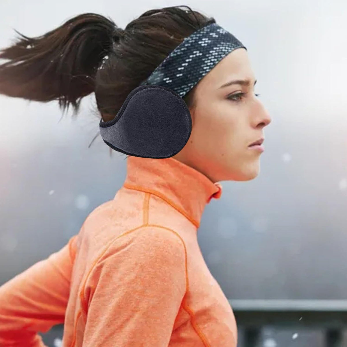 4pcs Ear Muffs for Winter Women (Pink, Red, Gray, Black) Men Windproof Running Cycling Walking Outdoor Earmuffs for Women Behind The Head