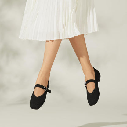 VIVAIA Women's Margot Mary Jane Square-Toe Ballet Flats