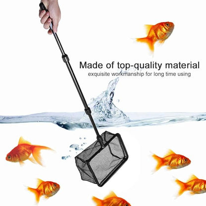Pssopp Aquarium Fishing Landing Net, Retractable Fish Fishing Net Fish Shrimp Net Floating Objects Clean Tools for Fishes Catch and Release (M)
