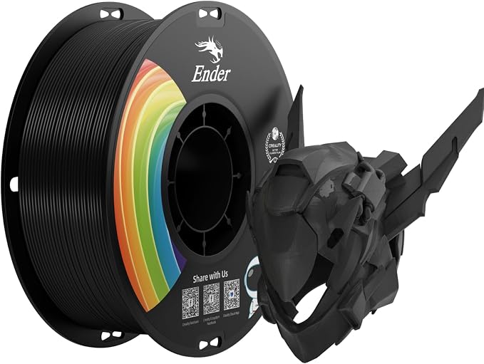 Creality Black PLA+ Filament 1.75mm, 3D Printer Filament Strong Toughness No-Tangling Vacuum Packaging 3D Printing Filament Fit Most 3D Printers, 1kg Spool, Accuracy +/- 0.02mm, Black