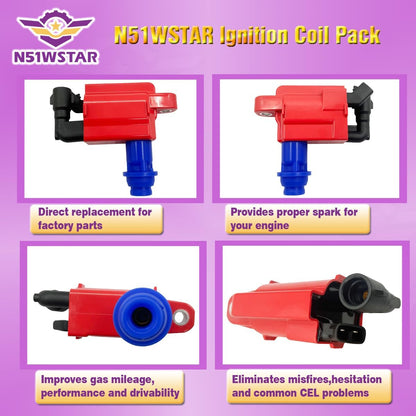 HIGH ENERGY IGNITION COIL PACK SET OF 1 COMPATIBLE WITH LEXUS GS300 IS300 SC300 TOYOTA SUPRA 3.0L L5 2JZ REPLACEMENT FOR 90919-02216 9091902216 UF228 UF-228 C1153