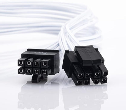 CPU Cable for Corsair, 70CM Male to Male 8 Pin to 44 Pin EPS CPU Power Cable for Thermaltake Modular Power Supply (27'') (White 18AWG)