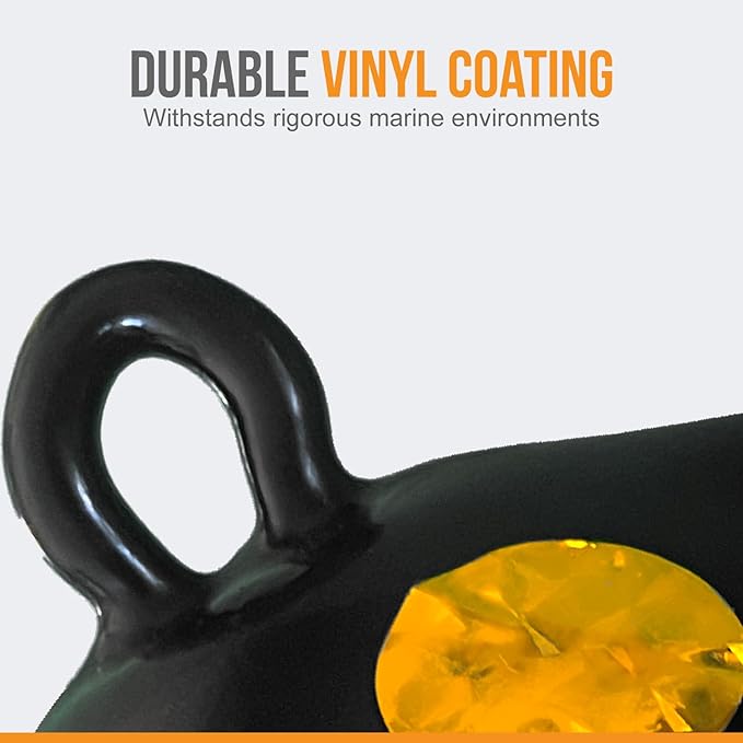 Anchor-Man Downrigger Weights 4 lbs, 6 lbs, 10 lbs and 15 lbs Round shape vinyl-coated downball for salmon, protects boats from scratches Cannon Drop Accessories