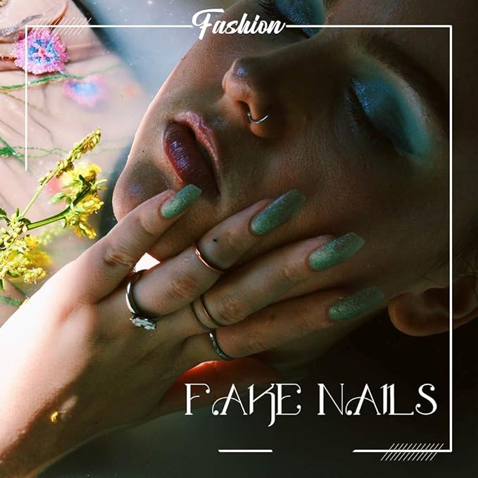French Extra Long Press on Nails Glossy Coffin Fake Nails V Shape Super Long False Nails Acrylic Ballerina Full Cover Nails 20Pcs for Woemen and Girls (Hot Pink)