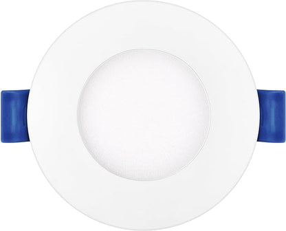 Maxxima 3 in. 5 CCT Ultra Thin Recessed LED Downlight, 500 Lumens, Slim Canless Light, IC Rated, 5 Color Temperature Selectable 2700K3000K3500K4000K5000K, Dimmable, White Trim, J-Box Included