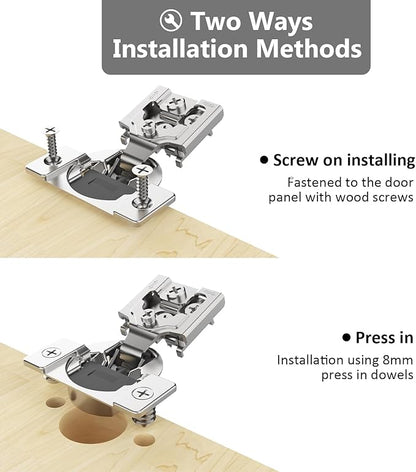 Asidrama 10 Pack 5 Pairs 1-1/4 inch Overlay Soft Close Cabinet Hinges Satin Nickel Hidden Hinges,105 Degree 6-Ways 3-Cam Adjustment Concealed Stainless Steel Hinges for Kitchen Cabinet Door