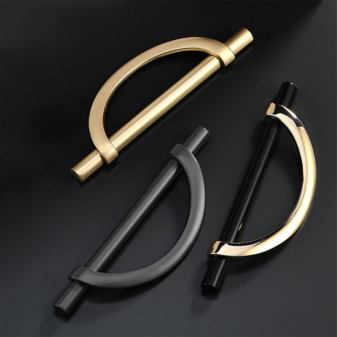 Sliding Door Handle,Semicircular Push Pull Door Handles,Drawer Handles,Suitable for Bedrooms,Bathrooms,Garages,Shopping Malls,Zinc Alloy(Gold,154x128mm)