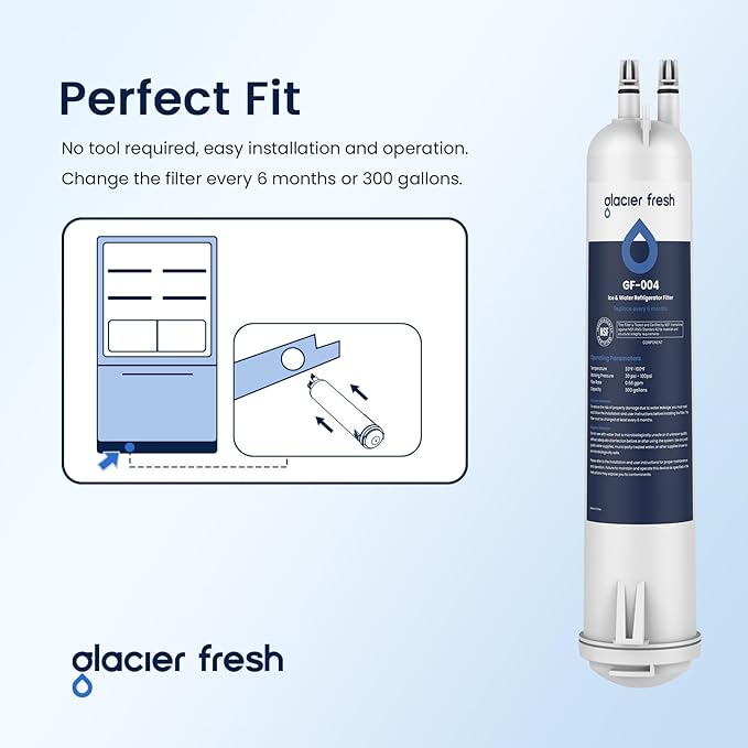 GLACIER FRESH Compatible with 4396841 Refrigerator Water Filter, EDR3RXD1, KAD3RXD1, WHR3RXD1, 4396841, 4396710, Filter 3, 46-9083,46-9030, 9030, 9083 Refrigerator Water Filter, 1 Pack