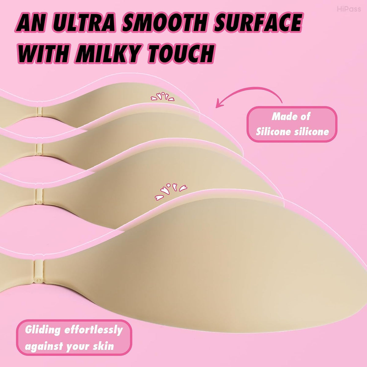 Hipass Adhesive Sticky Bra, Push Up Invisible Bras for Backless Strapless Dress?Reusable Wireless Breast Lift Bras for Women