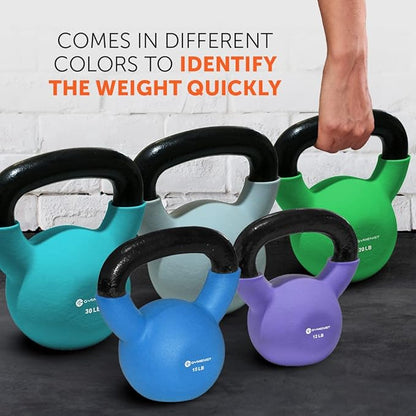 GYMENIST Kettlebell Fitness Iron Weights with Neoprene Coating Around The Bottom Half of The Metal Kettle Bell