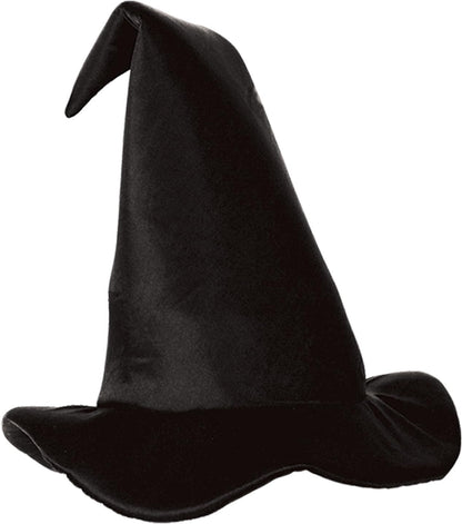 Beistle Satin-Soft Black Witch Hat – Pointed Halloween Costume Headwear, Satin-Covered Foam Wizard Accessory for Cosplay, Theatrical Performances, Haunted Events and Trick-or-Treat, Adult Size