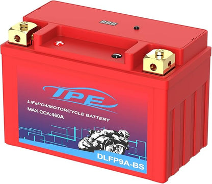 Lithium Motorcycle Battery, YTX9A-BS 12V Lithium Battery with Smart Battery Management System, LiFePO4 Engine Start Battery 4AH 460 CCA Starting Batteries for Motorcycles and ATVs-DLFP9A-BS