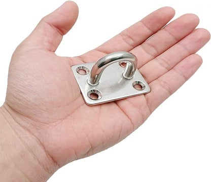4 Pcs 2 x 1.6 Inch 304 Stainless Steel Ceiling Hooks Pad Eyes Plate Marine Hardware Hooks with Screws