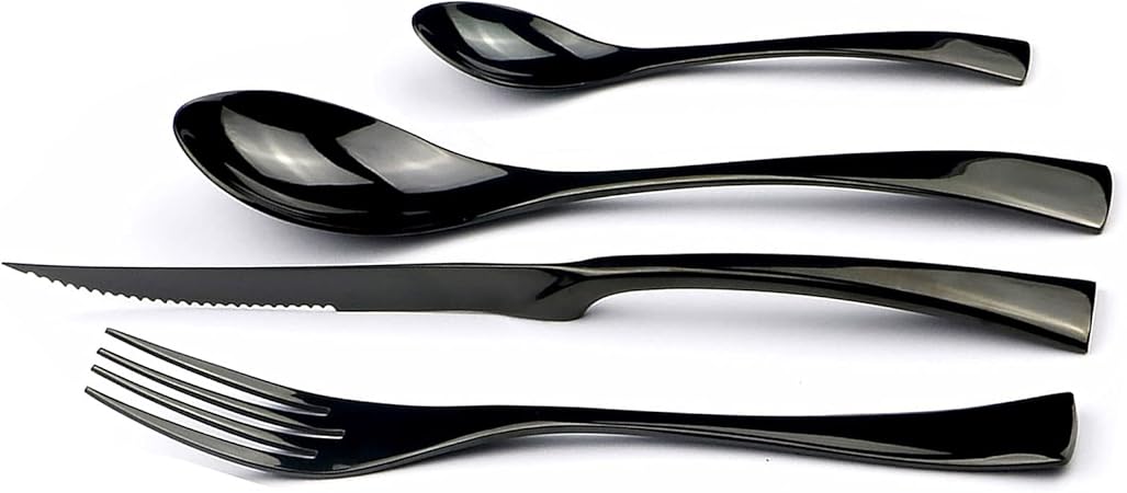 1810 Stainless Steel Dinner Spoon (Set of 4) 8.66 Inches, Black