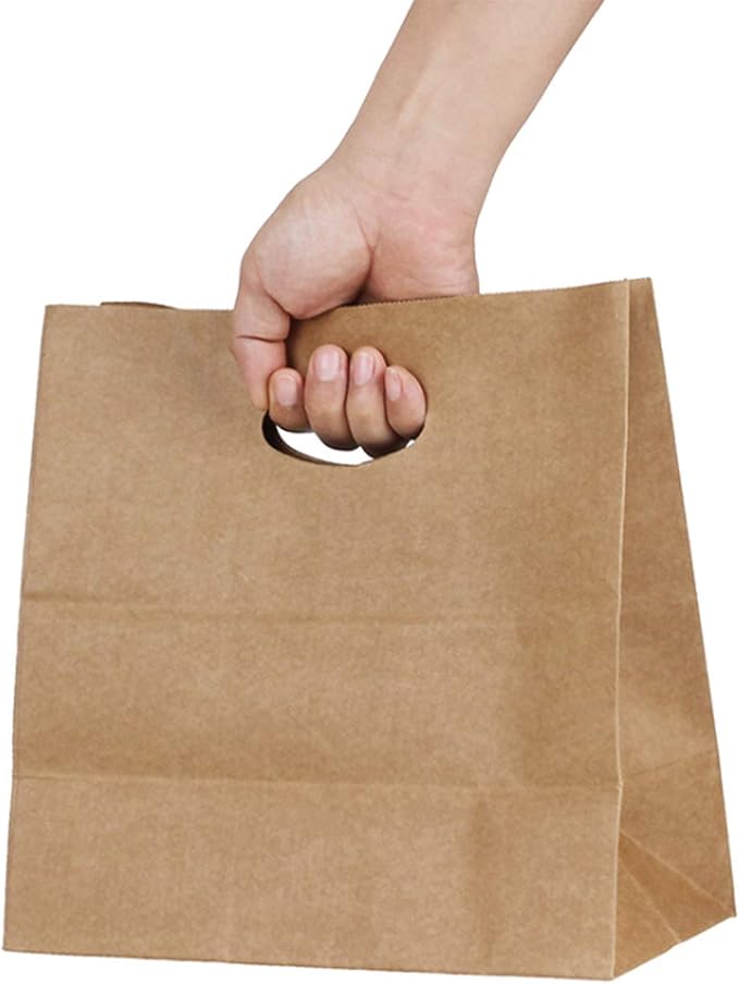30 Pcs Kraft Paper Bags, 11x6x11" Paper Gift Bags with Die Cut Handle Bulk, Kraft Paper Tote Bags Party Favor Goody Bags Grocery Bags Shopping Bags Takeout Bags for Restaurant, Bakery, Retail (Kraft)