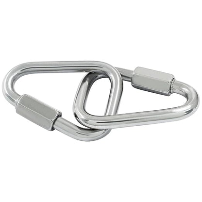 2 Pack M8 Heavy Duty Triangle Quick Links, 2.9" Stainless Steel Carabiners with Triangular Locking Hooks, Quick Connects for Camping  Outdoor Gear