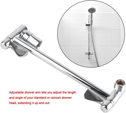 Garosa 10 in Adjustable Brass Shower Arm Extension, Brushed Nickel