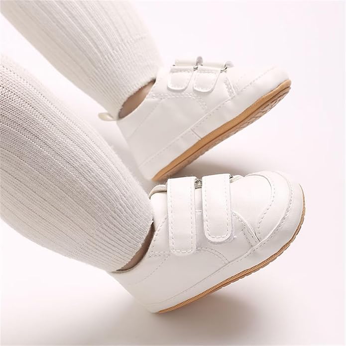 Baby Girl Boy PU Leather Sneakers Casual Shoes First Walking Shoes Rubber Soft Soles Non-Slip Shoes Toddler Oudoor Shoes Prewalkers Crib Shoe