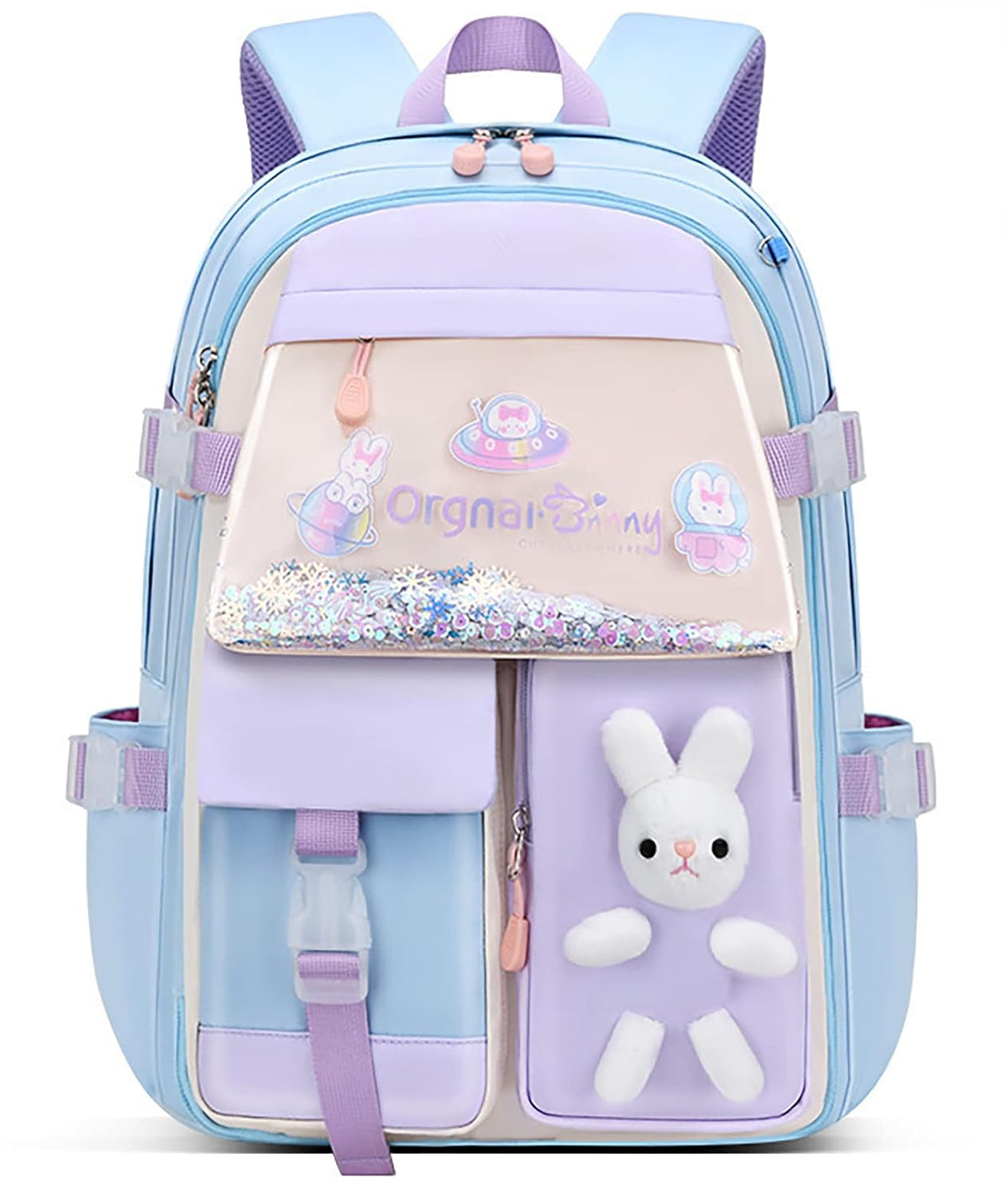 School Backpack for Girls, Lightweight Waterproof Cute Butterfly School Bookbag for Teen Kids Students Elementary (Butterfly Blue)