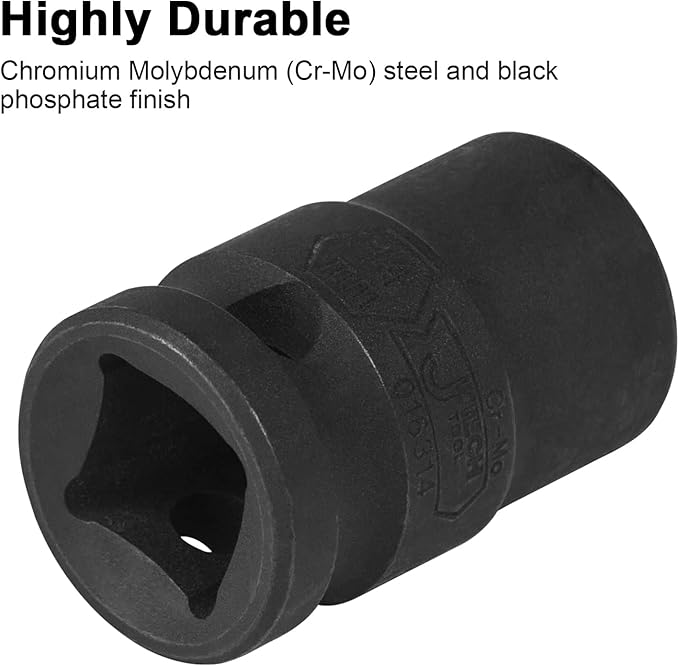 Jetech 12 Inch Drive 1516 Inch Deep Impact Socket, Made with Heat-Treated Chrome Molybdenum Alloy Steel, 6-Point Design, SAE