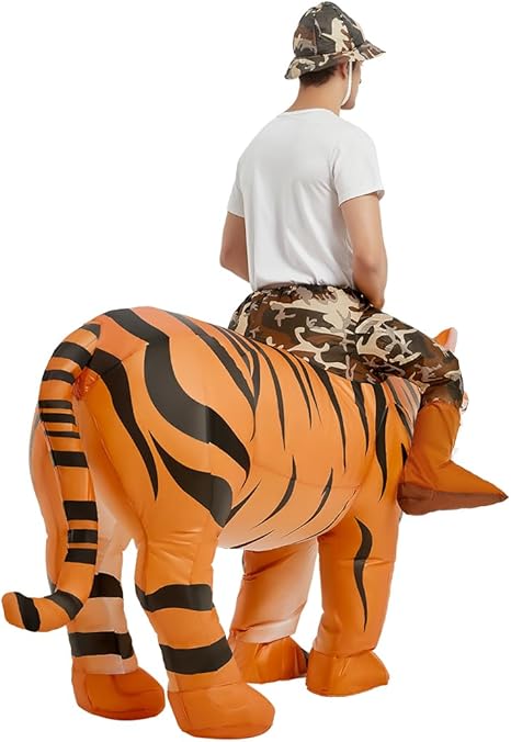 GOOSH Inflatable Tiger Costume for Adult Halloween Costume Women Man Funny Blow up Costume for Halloween Party Cosplay