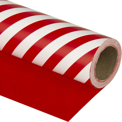 WRAPAHOLIC 30 Inch Reversible Wrapping Paper - Jumbo Roll Red and Stripes Design for Birthday, Holiday, Wedding, Baby Shower Wrap - 30 inch x 33 feet