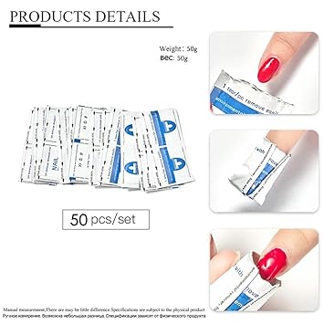 Nail Polish Remover Pads Individually Wrapped 50 Pack - Acetone Free Nail Polish Remover Wipes with Aloe and Panthenol - Non Toxic Gel Fingernail Polish Removal