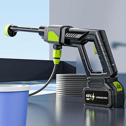 1200PSI Cordless Pressure Washer Pro with 2 Batteries, Portable Pressure Washer Cordless, Rechargeable Battery Powered Pressure Washer, Handheld Power Cleaner for Car Garden(Black,48hv)