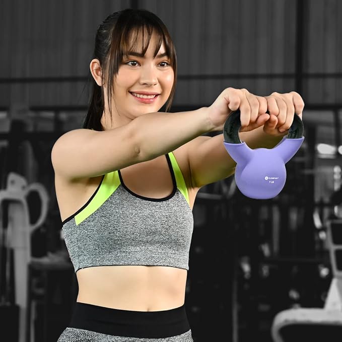 GYMENIST Kettlebell Fitness Iron Weights with Neoprene Coating Around The Bottom Half of The Metal Kettle Bell (15 lbs)