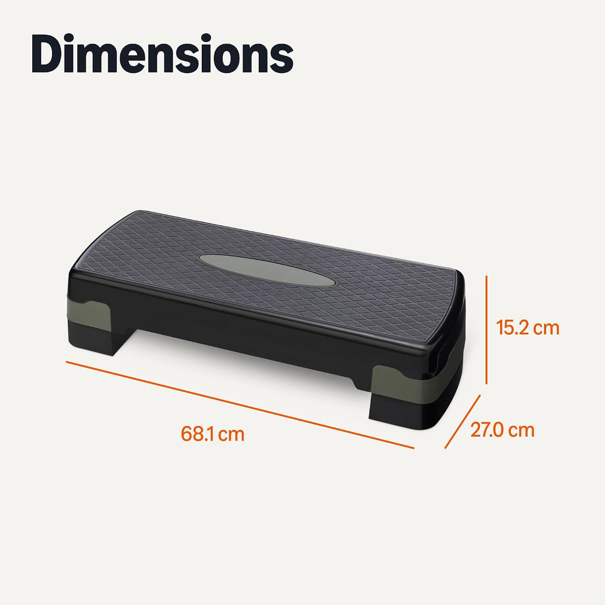 Basics Aerobic Exercise Step Platform, Adjustable Workout Stepper At Home, 68.58cm, Black/Grey