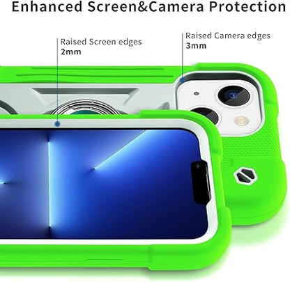 MARKILL Compatible with iPhone 14 CaseiPhone 13 Case 6.1 Inch with Built-in 360Rotating Ring Stand, Military Grade Drop Protection Full Body Rugged Heavy Duty Protective Durable Cover. (Guava)