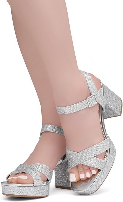 Shoe Land Platform Heels for Women – 3 Inch Chunky Block Heeled Sandals, Square Open Toe, Ankle Strap Dressy Strappy High Heels for Wedding, Party & Evening Events https://a.co/d/08cxhX2e