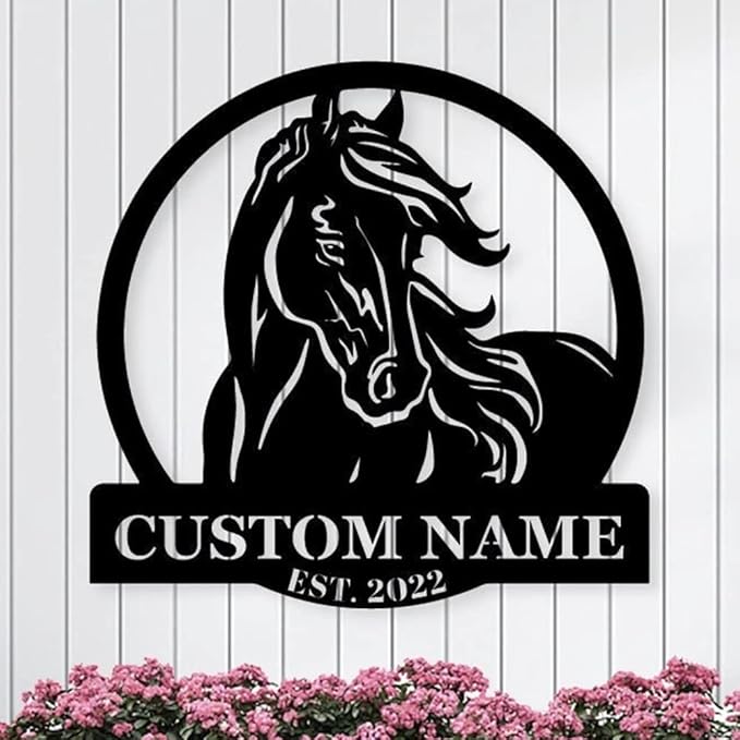 Customized Horse Sign Custom Metal Ranch Sign Personalized Horse Ranch Sign Outdoor Family Name Sign Personalized Metal Sign Ranch Farmhouse Decor personalized metal horse Sign