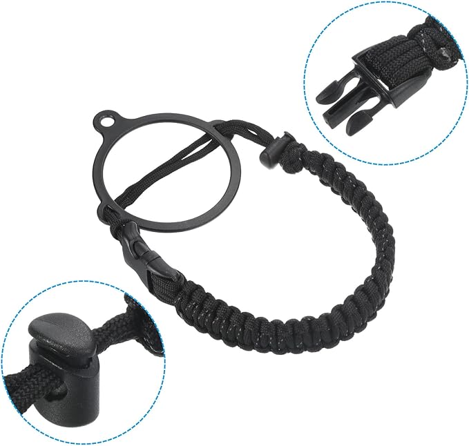 PATIKIL Paracord Handle, Water Bottle Handle Strap Carrier with Ring for 12oz to 64oz Wide Mouth Bottles, Black