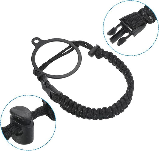 PATIKIL Paracord Handle, Water Bottle Handle Strap Carrier with Ring for 12oz to 64oz Wide Mouth Bottles, Black