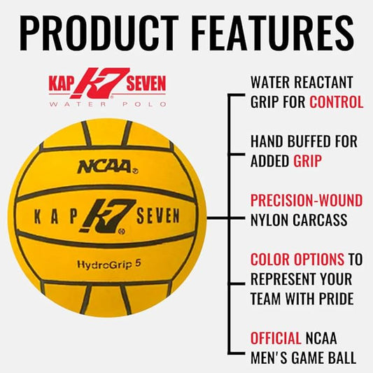 KAP7 Yellow Hydrogrip Water Polo Ball - Size 3