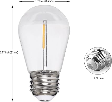 Honeywell 48 FT Outdoor String Lights, Commercial Grade Waterproof LED Patio Lights, 15 Plastic E26 Bulbs, Create Cafe Lighting Ambience in Your Backyard