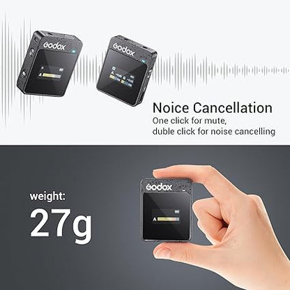 GODOX MoveLink M2 II 2.4GHz Wireless Lavalier Microphone (2 TX1 RXCharging Case), 100m (328ft.) Range, Noise Cancelling Mic, Wireless Microphone for PC, Record Interview, TikTok Vlog