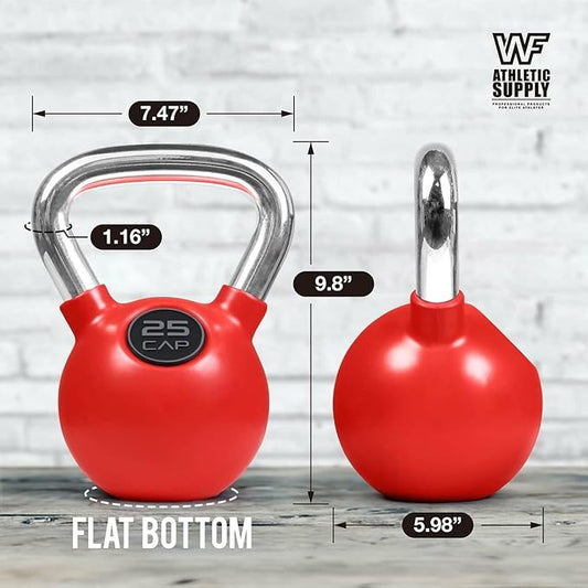 CAPHAUS Color Rubber Coated Kettlebell with Chrome Handle, Great for Cross Training, Swings, Body Workout and Muscle Exercise, Weight available: 10, 15, 20, 25, 30, 35  100, 125, 135lb Set with Rack