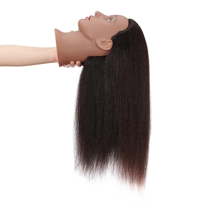 Hairingrid Mannequin Head 16" 100 Real Hair Hairdresser Cosmetology Mannequin Manikin Training Head Hair and Free Clamp Holder (R72026B0216)