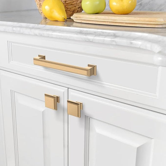 Amerdeco 10 Pack Champagne Bronze Cabinet Pulls - 5 Inch(128mm) Hole Center Cabinet Hardware for Kitchen, Bathroom, Dresser Pulls ZH0001