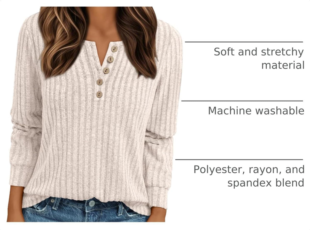AUTOMET Long Sleeve Henley Shirts Women's Business Casual Lightweight Tunic Sweater Tops