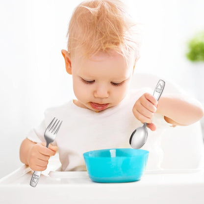16 Pieces Toddler Utensils Kids Silverware Set, Stainless Steel Childrens Forks and Spoons, Metal Kids Safe Flatware Set, Dishwasher Safe