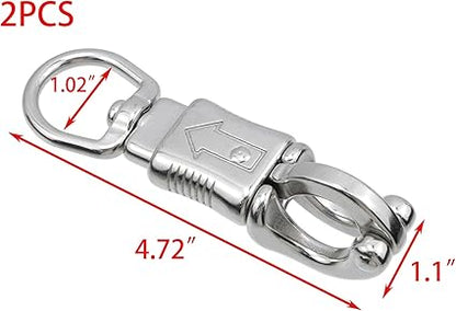 2PCS Silver Round Eye Quick Snap Stainless Steel Spring Round Eye Panic Snap Quick Release Panic Snap