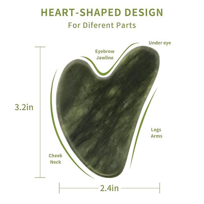 Gua Sha Facial Tools, Natural Jade Guasha Tool for Face,Double Chin  Jawline, Jade Gua Sha Stone Self-Skin Care Face Stone Gua Sha tools for Women Guasha Stone, Dark Green
