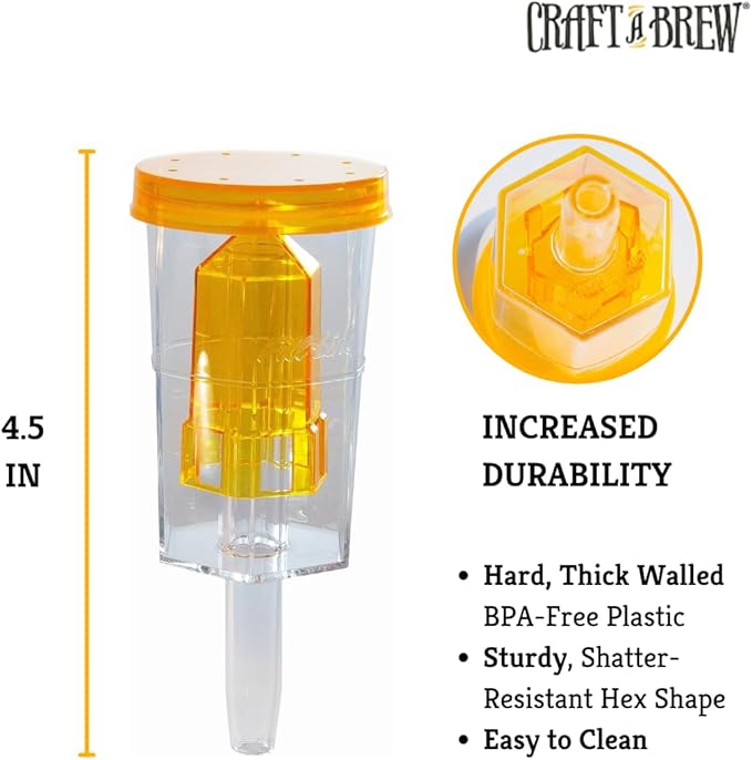 Craft A Brew - The Hex - 3 Piece Airlock - For Home Brew Fermentation - For Beer, Wine, Hard Cider, Mead Making, Pickling  More - Durable - At Home Beer Making Supplies