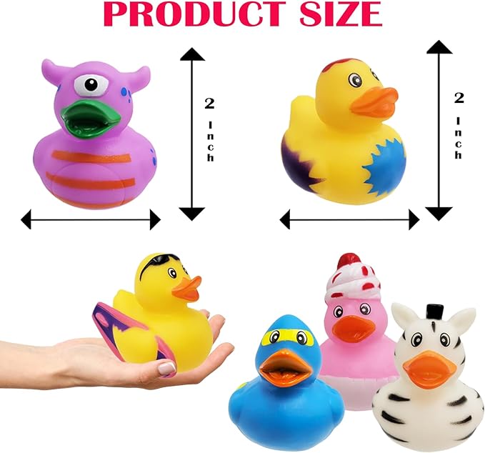 The Dreidel Company - Assortment of Rubber Ducks for Kids, Birthday Gifts, Baby Showers, Classroom Incentives, Summer Beach and Pool Activities, 2 Inch (10 Count).