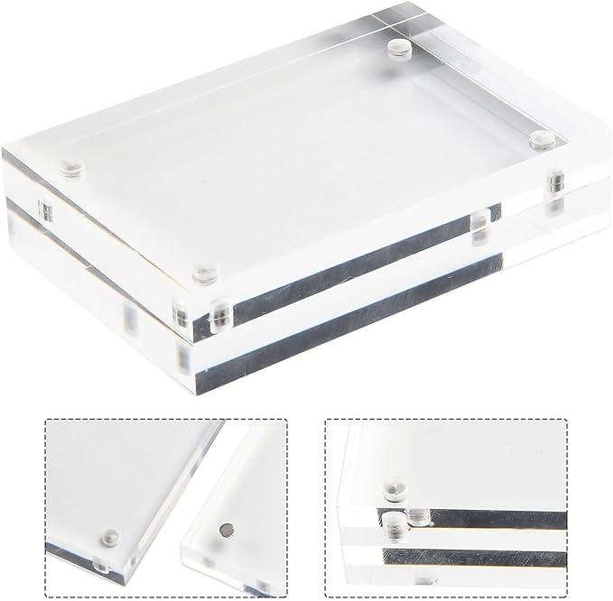 Acrylic Sign Holder, Acrylic Magnetic Poster Double-Sided Display Stand For Countertops, Acrylic Stands For Display In Offices, Restaurants, And Events(5.5 x 8.2cm)