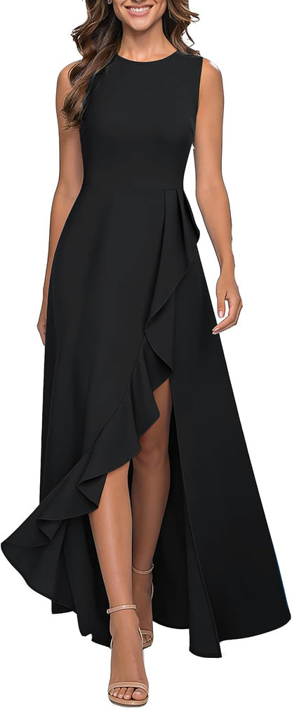 Viwenni Women's Ruffle Vintage Party Evening Wedding Guest Formal Long Dresses.