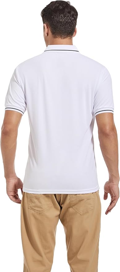 Mens Moisture Wicking Breathable Polo Shirt Summer Casual Quick Dry UV Protection Short Sleeve Regular Fit